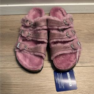 Birkenstock Florida Shearling Oiled Leather Lavender Sandals 1020316 USL6 EU37